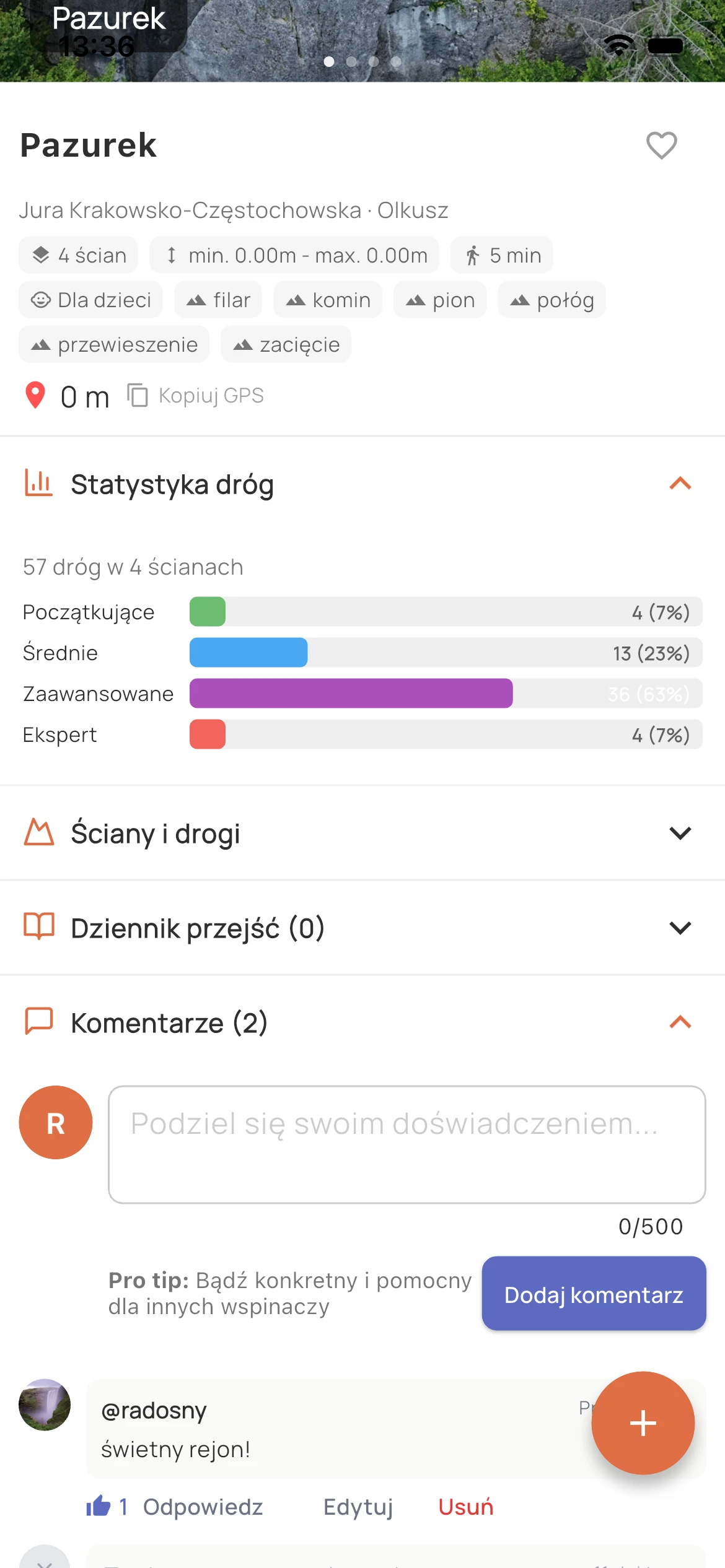 Cruxmate — community comments on a crag