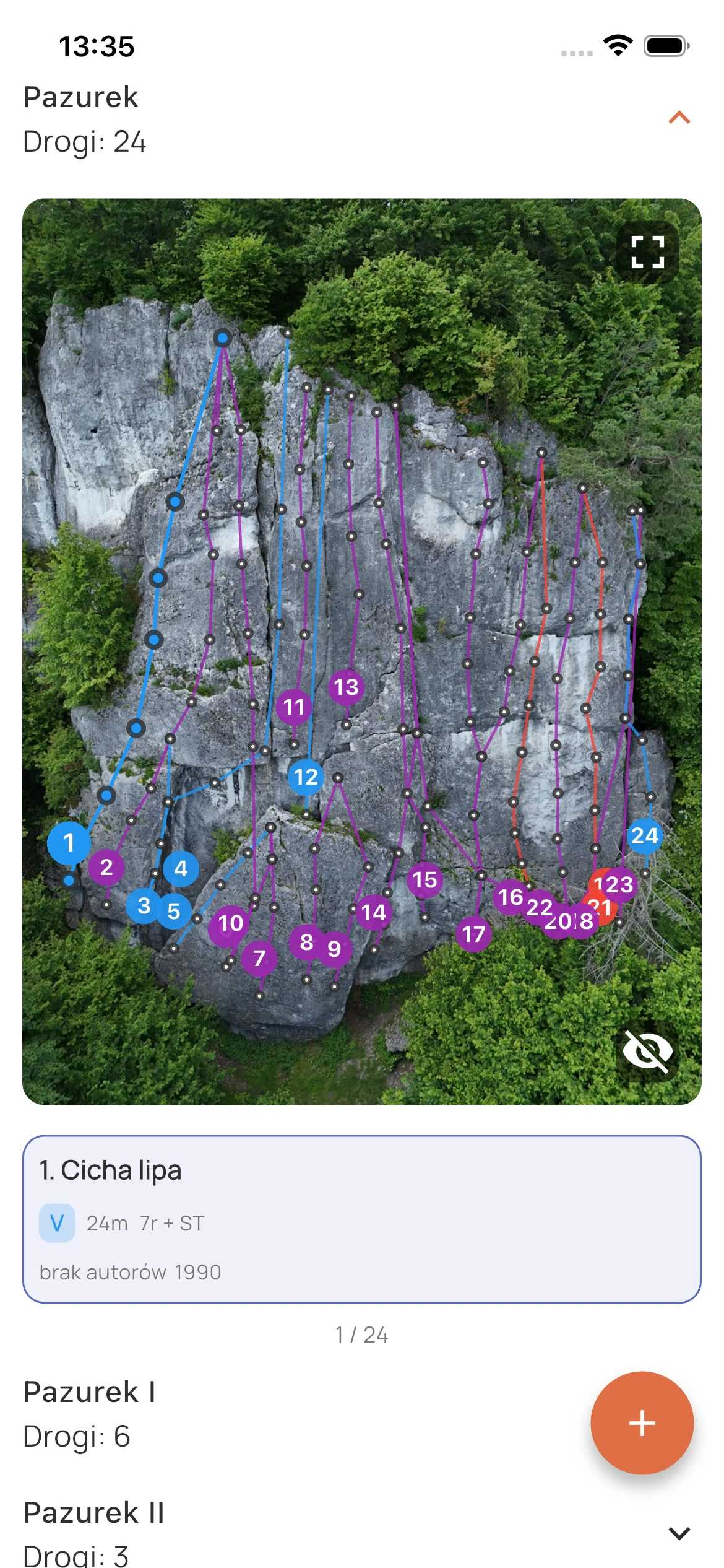Cruxmate — wall topo with route lines