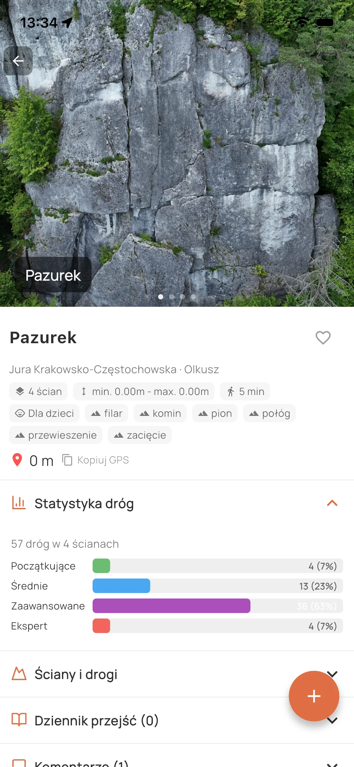 Cruxmate — crag detail view